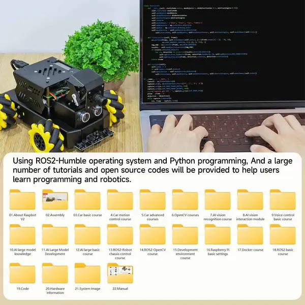 Yahboom Raspbot V2 AI Large Model Robot Car for Raspberry Pi 5 4G – Ansicht 3