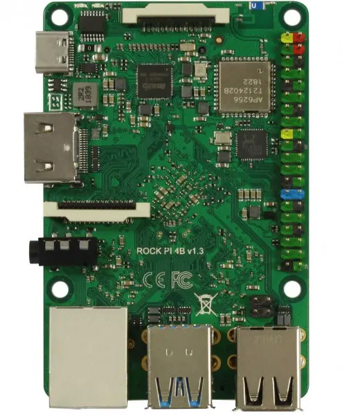 [180059] Rock Pi 4 Model B 4GB V1.5 (mit Dualband 2,4/5GHz WLAN/Bluetooth 5.0) mit UFL Stecker